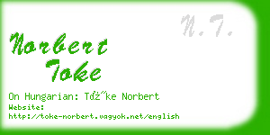 norbert toke business card